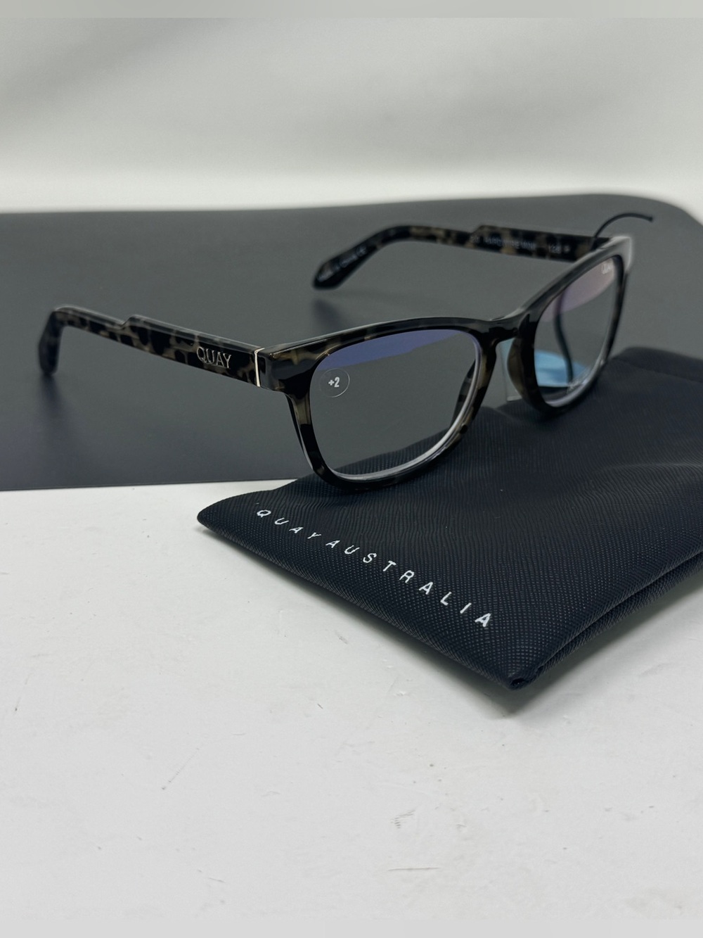 Quay Mini Hardwire Blue Light Glasses Reading Glasses +2.00 Tortoise View 2